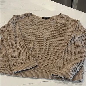 Banana Republic Taupe Open Weave Crewneck Sweater